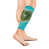 Tropical Island Shape Heart Boat Writing Calf Compression Sleeve Breathable Leg Socks for Unisex Runner Travelers, Calf Guard for Running, Traveling and Outdoor Sports 1 Pair