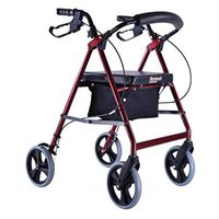 Seniors Help Shopping Cart, Aluminum Walking Trolley Folding Walker (Color : Red1)