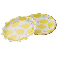 8pcs 7-inch 18cm Yellow Lemon Pattern Round Paper Plates Hot Stamping Disposable Tableware Dinner Supplies for Party Carnival Festival
