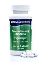 Korean/Panax Ginseng 2000mg | 120 High Strength Ginseng Tablets | Supplement Supports Cognitive Function While Reducing Tiredness and Fatigue | Manufactured in The UK