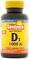 Sundance Vitamin D3 1000 IU Tablets, 300 Count