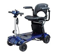 Iliving I3 Lightweight Foldable Electric Mobility Scooter, only 53 Pounds with Deluxe Seat, Adjustable Armrests, Basket-Carry Bag and Portable Charging Station (Blue)