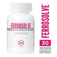 NBI FerroSolve, Iron Supplement 45mg | Highly Absorbable Chelated Iron from Ferrous Sulfate | 30ct Veggie Capsules