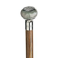 Design Toscano Gentleman's Choice: Blue Sphere Chrome Plated Walking Stick, Silver