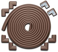 Roving Cove | Baby Proofing Edge & Corner Guards | Child Safety Furniture Bumper | Table Protectors | Pre-Taped Corners | Safe Edge & Corner Cushion | 20.4 ft [18 ft Edge + 8 Corners] | Coffee Brown