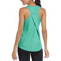 Aniywn Yoga Tank Tops for Women Running Vests Summer Gym Workout Loose Racerback Sleeveless Shirts Green