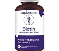 Biotin - Made in USA - 10,000mcg Coconut Oil – Premium Vegetarian Supplement by Sapien Labs (60 Pill Count)