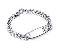 Mealguet Jewelry Free Engraving- Stainless Steel Non Allergenic Chain Medical Alert Identification Bracelets for Men,8.46"