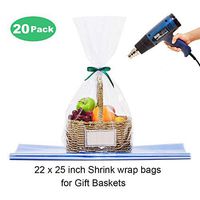 LazyMe Clear Basket Cellophane Wrap Bags PVC Heat Shrink Bags for Gift and Easter Baskets, 22x25 inch (20 pcs)