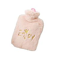 Pink Cute Hot Water Bottle with Soft Flannel Cover Portable 27 * 15.5cm