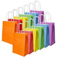 JCREN 30 Pieces Kraft Paper Bags Paper Candy Bags Party Favor Bags with Handles for Birthday,Tea Party,Gifts,Birthday,Wedding Gift and Party Supplies,Party Celebrations Gift Bags,6 Colors