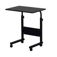 Azadx 23.6" Medium Size Mobile Side Table, Adjustable Computer Stand with Baffle, Movable Laptop Desk with 4 Wheels, Portable Laptop Stand for Bed Sofa Reading Eating (Black, 23.62'' x 15.75'')