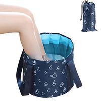 Collapsible Foot Bath Tub for Travel, Portable Foot Soak Spa Basin Multifunctional Folding Water Bucket for Soaking Feet, Washing Vegetables and Fruits, Outdoor, Camping (17L, Dark Blue)