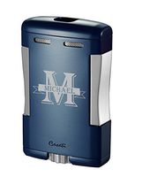 Personalized Groomsmen Caseti Sparta Triple Jet Flame Cigar Table Lighter - Blue Matte