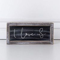 8.5" X 4" X 1.5" Wood Framed Sign (I Love Us), Black/White – 10718