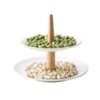 AXZHYX Bowl Ceramic Fruit Plate, White Dessert Plate, Household Dried Fruit Snack Dessert Tray, Two Tier and Three Tier Hotel Tableware Home Noodles Boiled Fish Soup Bowl (Color : Two Tier)