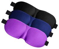 Sleep Mask Pack of 3, Lightweight and Comfortable, Super Soft, Adjustable 3D Contoured Eye Masks for Sleeping,Shift Work, Naps, Night Blindfold Eyeshade for Men and Women, Black/Blue/Purple