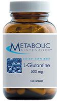 Metabolic Maintenance L-Glutamine - 500 Milligrams Pure Amino Acid Support for Gut Health (100 Capsules)