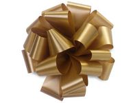 Pack Of 48, Solid Holiday Gold Hank Poly Pom Gift Bows 5" x 16 Loops Made In Usa