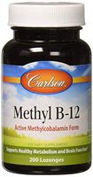Carlson - Methyl B-12, Active Methylcobalamin Form, Supports Healthy Metabolism & Brain Function, 200 Lozenges
