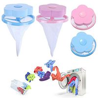 Washing Machine Filter 4pcs Floating Lint Traps Mesh Bag Net Pouch Reusable Laundry Ball Pool Mesh Cleaning Dust Lint Washer Sock Filter Cleaning Litter Tray Filter Ball Wool Threads Hair Removal (4)