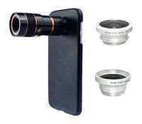 Apexel 4 in 1 Wide Angle Macro Lens + Fisheye Lens + 8X Telephoto Camera Lens Kit with Back Case Cover for Samsung Galaxy Note 5 Silver