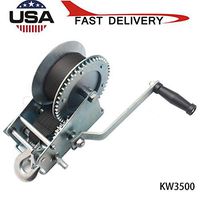 Hand Win-ch 3500LBS 2 Gear Hand Crank Win-ch 7M Polyester Strap ATV Boat
