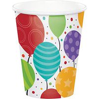 Club Pack of 96 White Shimmering Balloons Disposable Paper Drinking Party Tumbler Cups 8 oz.
