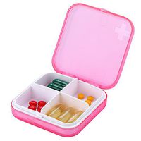 ZDQZC Pill Organizer - Portable Pill Box Small Pill Container for Purse or Pocket, Excellent Pill Storage Case (Pink, 4 Compartment)