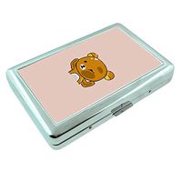 Squished Bear Em1 Hip Silver Cigarette Case Id Holder Metal Wallet 4" X 2.75" RFID Protection