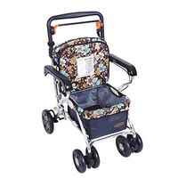 Rolling Walkers Trolley Old Man Shopping Cart Walker Can Take A Folding Wheelchair Household Grocery Shopping Cart Four-Wheeled Vehicle Can Bear 100 Kg (Color : Blue, Size : 446085-95cm)