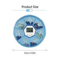 Automatic Pill Dispenser, Round Weekly 7-Day Electric Medicine Pill Organizer Case with Removable LED Alarm Timer - 2 Pack (Green