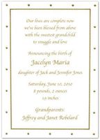 Gold Foil Dotted Border Birth Announcements - Set of 20