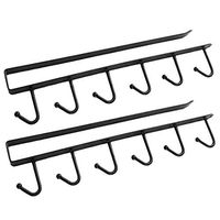 Meidexian888 Kitchen Storage Rack 6 Hooks, 2PC Kitchen Storage Rack Cupboard 6 Hooks Under-Cabinet Hanger Rack New (Black)
