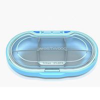 Moisture Proof Portable Daily Pill Box Am Pm, Travel Medicine Organizer Box for Purse or Pocket, Large Medication Pill Case 2 Times a Day for Vitamins, Cod Liver Oil and Supplements (Jewelry Blue)