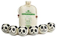 Organic Wool Dryer Balls - Pandas 6 XL Premium Quality Reusable Natural Fabric Softener, 100% Hand Made, New Zealand Merino Wool, Pack of Pandas, Fair-Trade