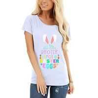 Short Sleeve Tee Blouse for Women,Amiley Womens Easter Eggs Letter Printed Rabbit Ears Short Sleeve T Shirts Blouses Tops (X-Large, White)