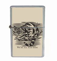 Cheshire Cat Flip Top Oil Lighter R1 Smoking Cigarette Silver Case Included