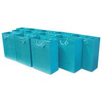 6x7.5x3" 12 Pcs. Small Turquoise Premium Quality Paper Gift Bags with Handles, Party Favor Bags for Birthday Parties, Weddings, Holidays and All Occasions