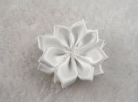 30pcs Double Satin Flowers Appliques Craft Wedding Party Sewing Decoration Upick (White)