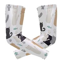 LEVEIS Cute Cats Colorful Arm Sleeves UV Protection for Men Women Sunblock Protective Gloves Running Golf Cycling Driving Long Arm Cover 1 Pair