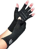 Vital Salveo - Compression Unisex Half Finger Texting Circulation Fingerless Recovery Arthritis Gloves with Non-Slip (Pair)-Dark Grey-L