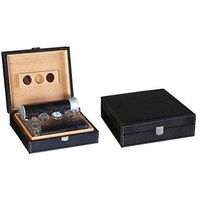 Prestige Import Group - The Alligator Cigar Humidor Gift Set - (Includes: Cigar Humi-Tube, Finger Leather 2 Cigar Case, Hygrometer, 2 Humidifiers) - Color: Black