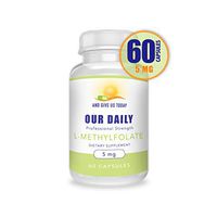 Our Daily Vites L-Methylfolate 5 mg / 5000 mcg Maximum Strength Active Folate, 5-MTHF, Filler Free, Gluten Free, Non-GMO, Vegetarian Capsules 60 Count (2 Month Supply)