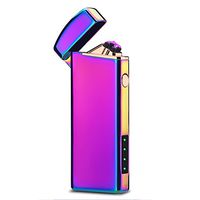 Aibote Dual Arc Plasma Electric Cigarette Lighter With Power Indicator Metal Flameless Windproof USB Rechargeable Lighters Cigar Smoking Pipe (Muti-Color)