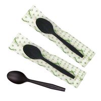 CiboWares 6 Inch Heavy Duty Disposable Black Teaspoons, Individually Wrapped, Made from CPLA Bio-Plastic Material, Case of 1000
