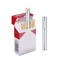 USB Mini Lighters Electronic Rechargeable Windproof Flameless Portable Cigarette Slim Lighter (Silver)