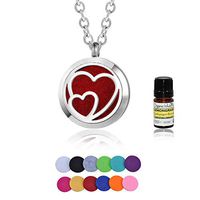 Anavia Essential Oil Diffuser Necklace Gift Set for Valentine's Day Women Girl, 0.79" Double Heart Aromatherapy Pendant Locket, 1 Aroma Oil (Lavender, Lemongrass, Eucalyptus), 12 Refill Pads