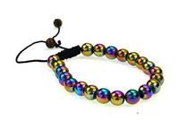 PURPLE WHALE Round Rainbow Magnetic Hematite Bracelet Good for Healing and Energy or Arthritis Pain Relief, Promotes Healthy Blood Circulation