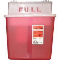 Sharps Containers, Polypropylene, 5 qt, 4 3/4 x 10 3/4 x 11 1/2, Red